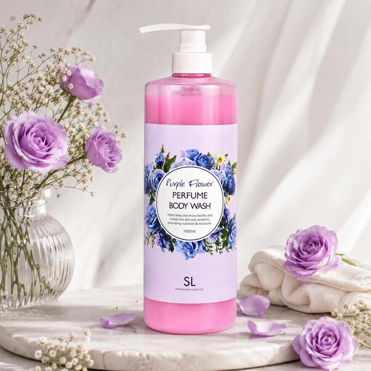 شامپو بدن با عطر گل بنفش برند اس ال کازمتیکس